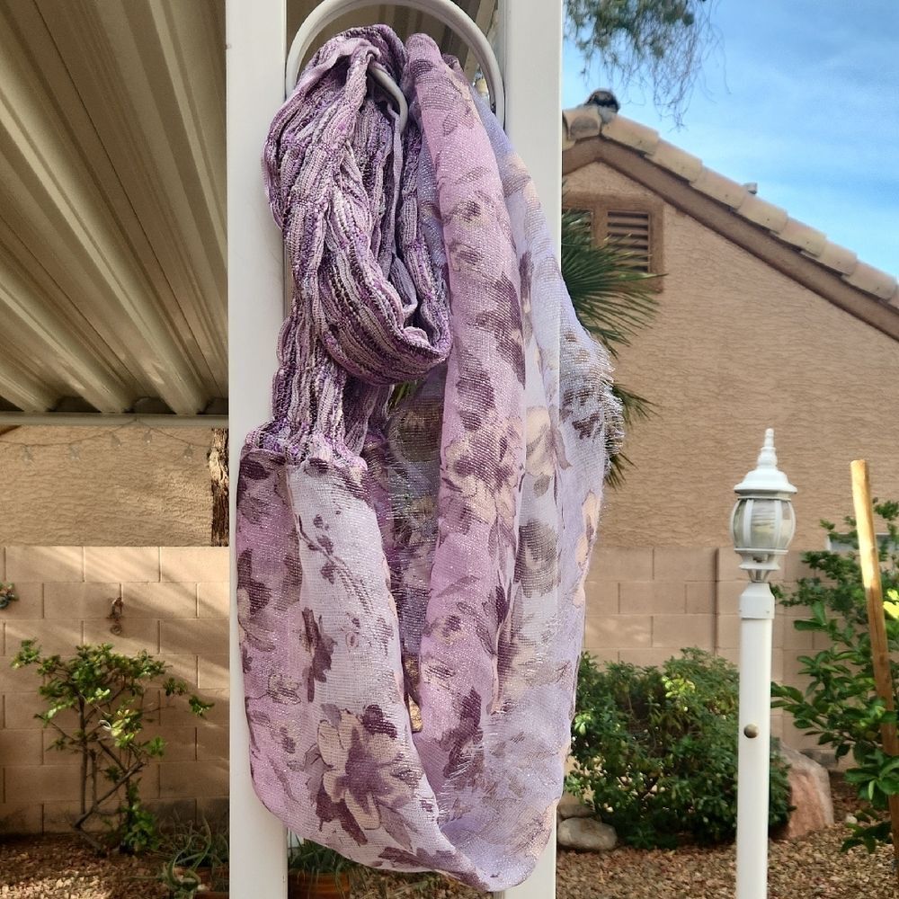 Purple Floral Scarf New With Tag